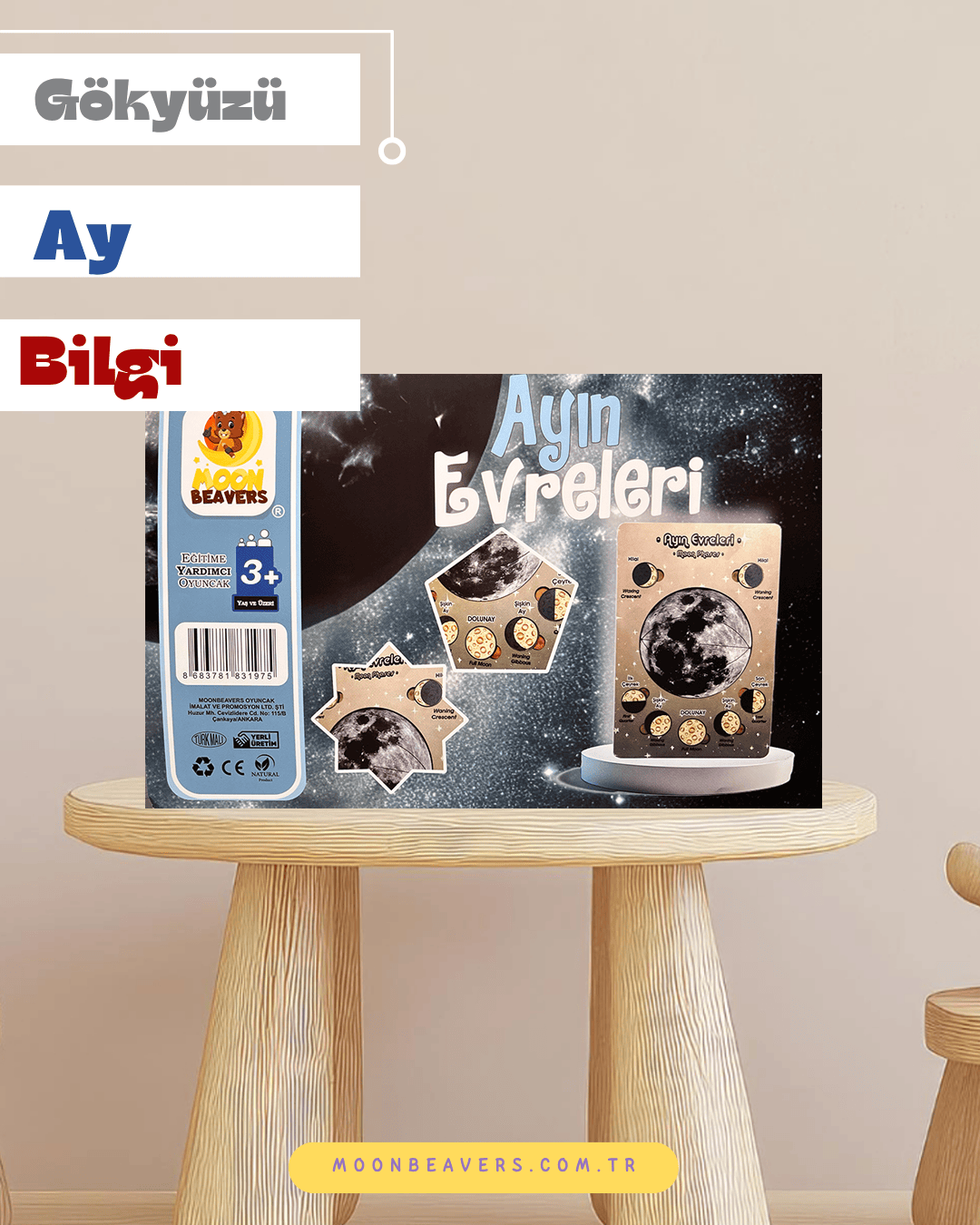 Ay’ın Evreleri Eğitici Ahşap Oyuncak Moon Beavers™