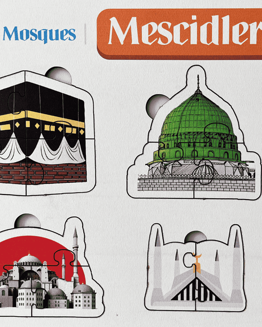 İslam dünyasının önemli mescidlerini tanıtan ahşap puzzle