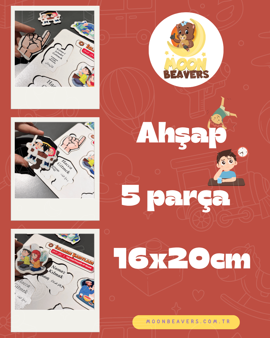 İslam’ın Şartlarını Öğreniyorum Ahşap Puzzle Moon Beavers™