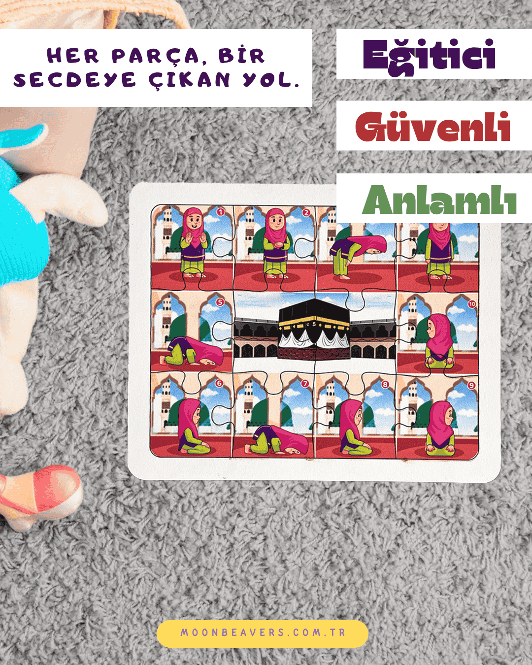 Namaz Öğreten Ahşap Puzzle Kızlar İçin Moon Beavers™