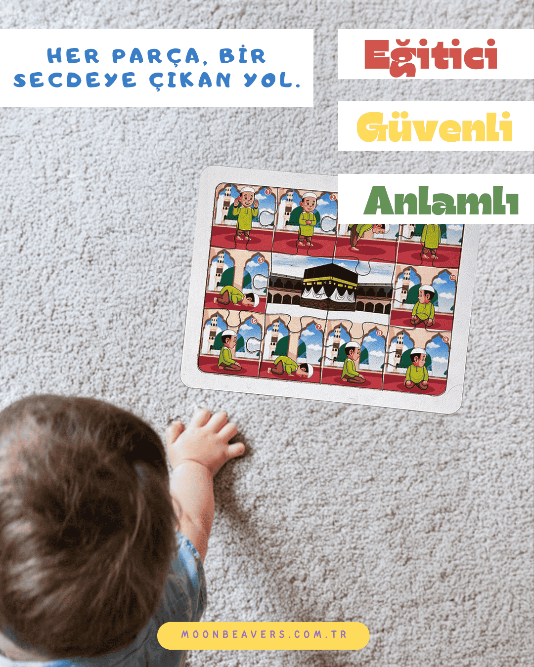 Erkekler İçin Namaz Öğreten Ahşap Puzzle Moon Beavers™