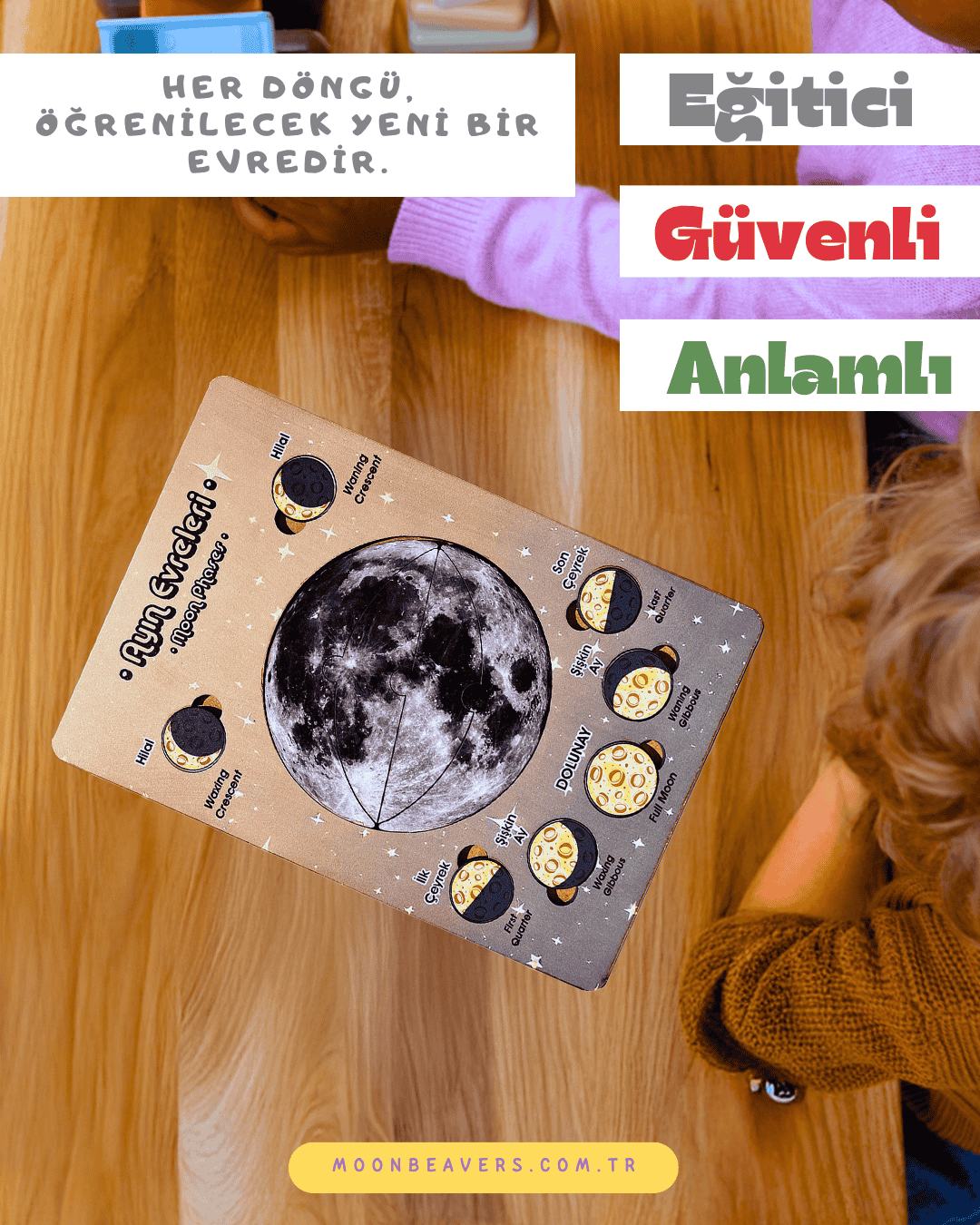 Ay’ın Evreleri Eğitici Ahşap Oyuncak Moon Beavers™