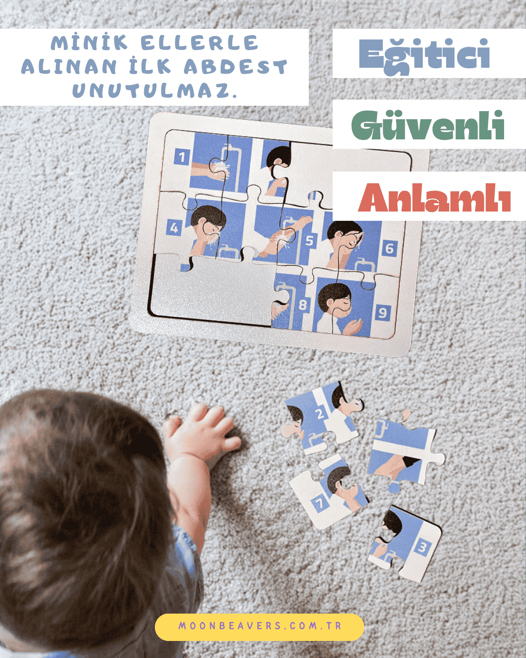 Erkekler İçin Abdest Öğreten Ahşap Puzzle Moon Beavers™
