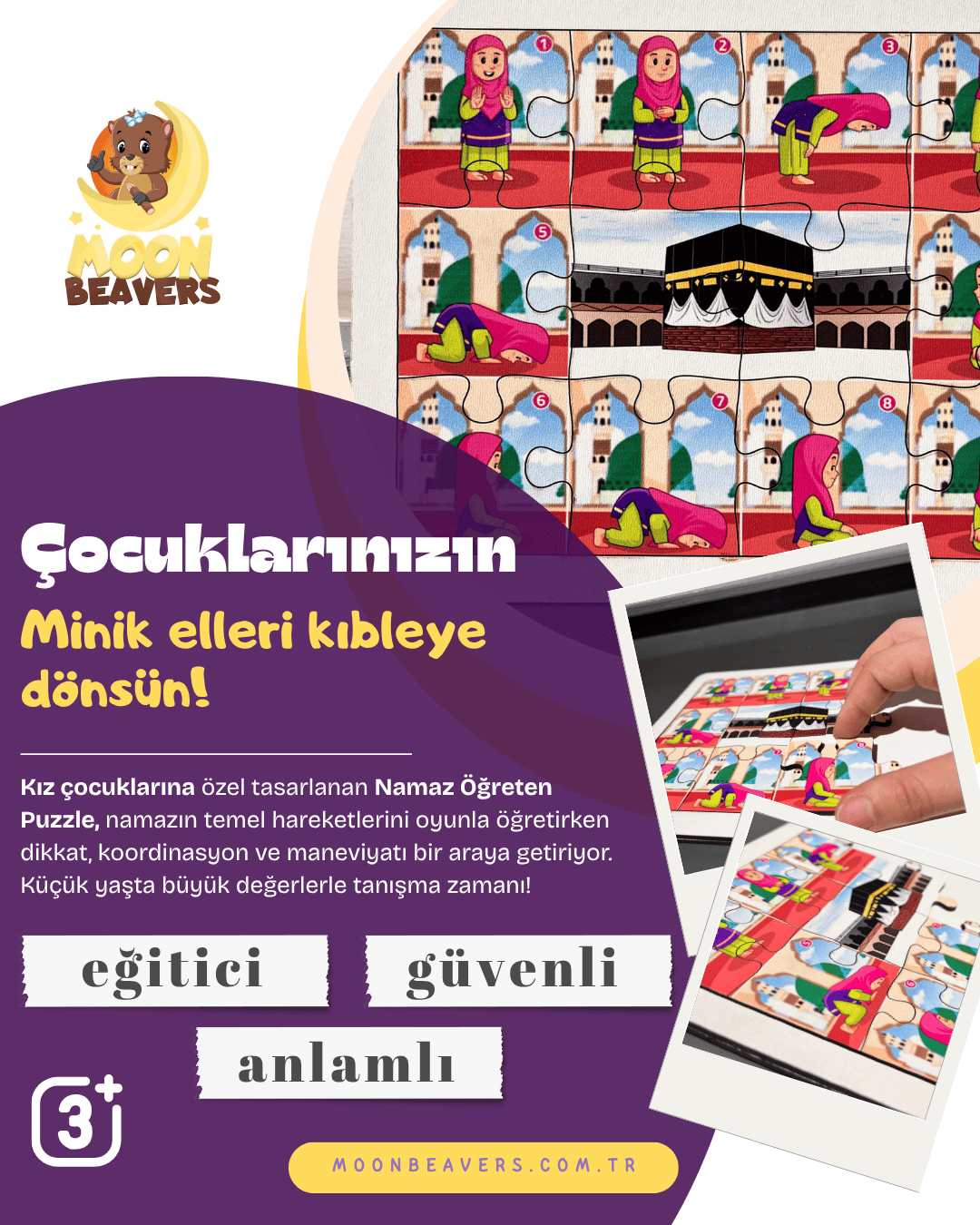 Namaz Öğreten Ahşap Puzzle Kızlar İçin Moon Beavers™