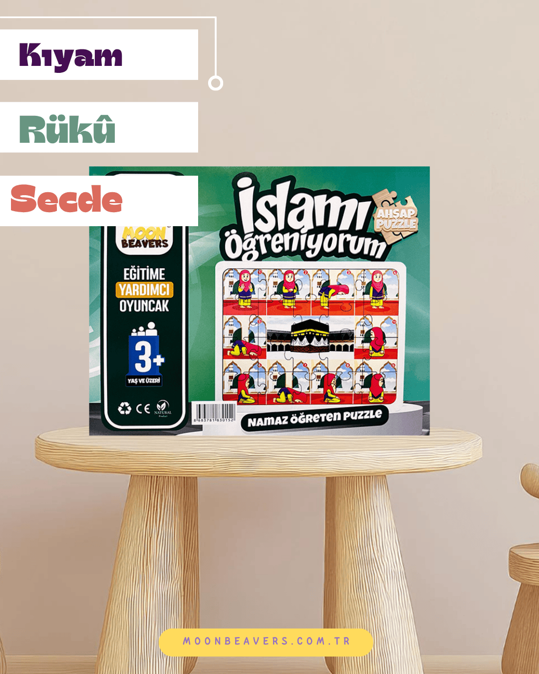 Namaz Öğreten Ahşap Puzzle Kızlar İçin Moon Beavers™