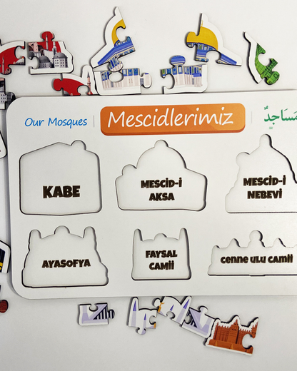 4’lü Büyük Kudüs Bilinci ve İslam Mukaddesatı Eğitim Seti | Mescidlerimiz + Kudüs Kumbaram + Özgür Filistin Puzzle + Filistin Bayrağı