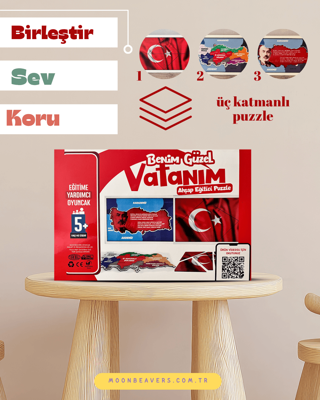 Türk kültürünü ve tarihini yansıtan ahşap eğitim materyali