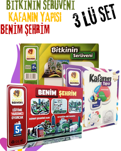 Meraklı Zihinler İçin Eğlenceli Serüvenler 3’lü Set |🌱Bitkinin Serüveni + 🧠 Kafanın Yapısı + 🏙️ Benim Şehrim