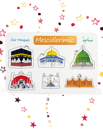 4’lü Büyük Kudüs Bilinci ve İslam Mukaddesatı Eğitim Seti | Mescidlerimiz + Kudüs Kumbaram + Özgür Filistin Puzzle + Filistin Bayrağı