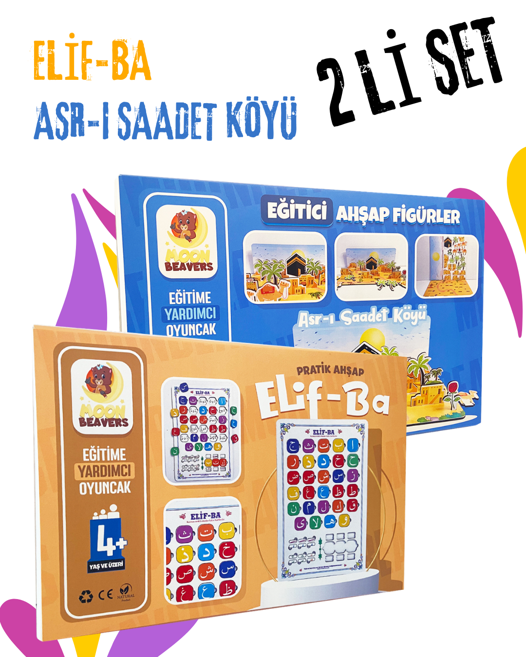 2’li İslam Tarihi ve Kur’an Eğitimi Başlangıç Seti | Pratik Ahşap Elif-Ba + Asr-ı Saadet Köyü (Eğitici Ahşap Seri)
