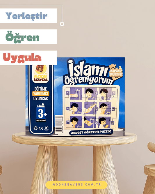 Erkekler İçin Abdest Öğreten Ahşap Puzzle Moon Beavers™