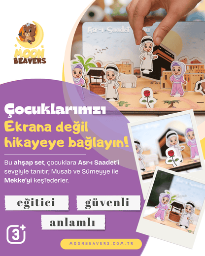İslami bilinç kazandıran ahşap oyuncak köy – okul öncesi eğitim seti