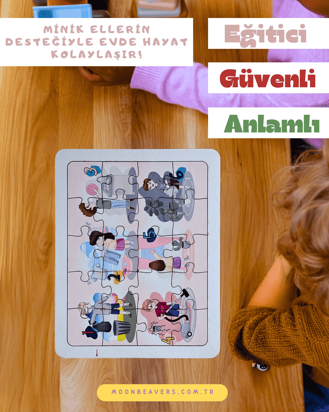 Ev İşleri Eğitici Ahşap Puzzle Moon Beavers™