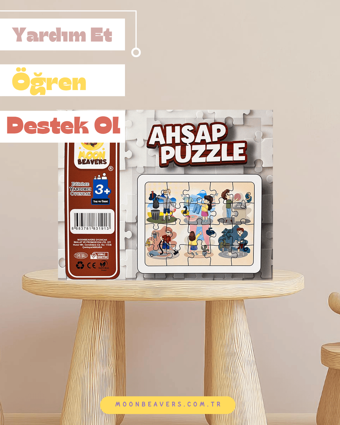 Ev İşleri Eğitici Ahşap Puzzle Moon Beavers™