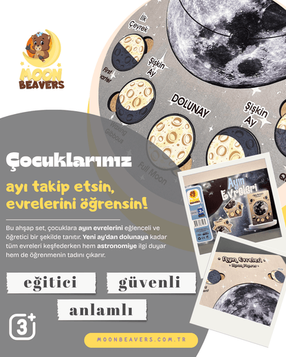 Ay’ın Evreleri Eğitici Ahşap Oyuncak Moon Beavers™