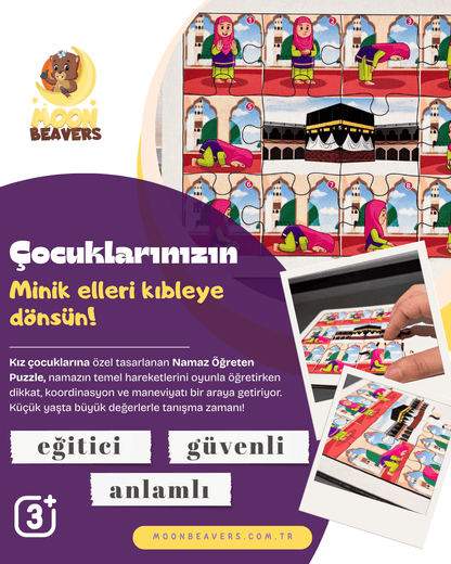 Namaz Öğreten Ahşap Puzzle Kızlar İçin Moon Beavers™
