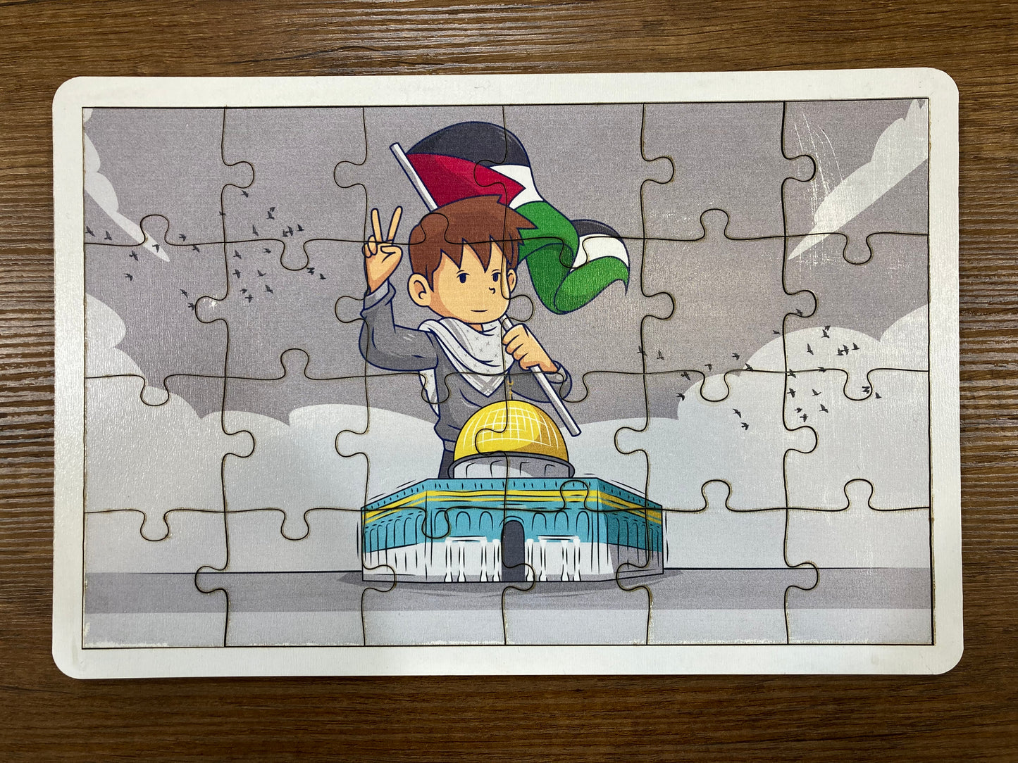 3’lü Özgür Filistin ve Kudüs Bilinci Seti | Kudüs Kumbaram + Özgür Filistin Puzzle + Filistin Bayrağı (Eğitici Seri)