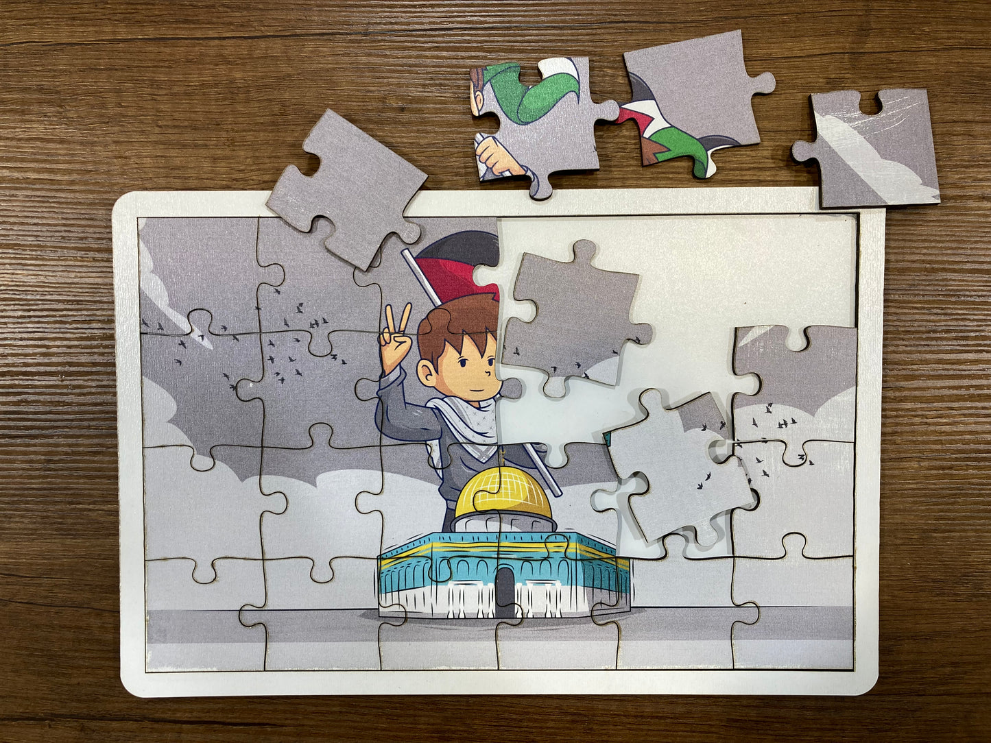 3’lü Özgür Filistin ve Kudüs Bilinci Seti | Kudüs Kumbaram + Özgür Filistin Puzzle + Filistin Bayrağı (Eğitici Seri)