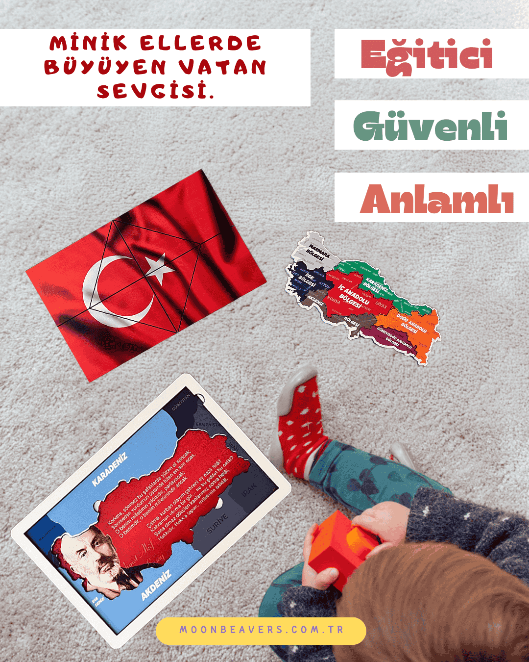 okul öncesi ve ilkokul seviyesinde kullanıma uygun eğitici oyuncak