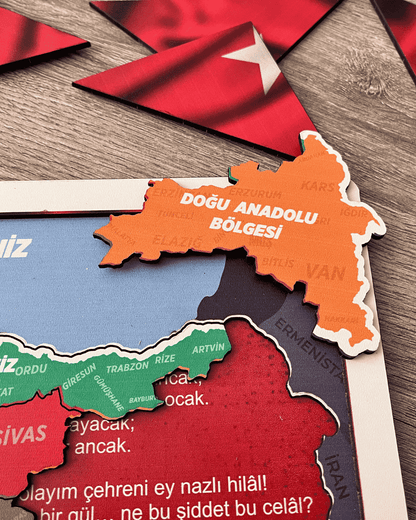 Türk bayrağı temalı 3D ahşap puzzle – milli değerleri tanıma